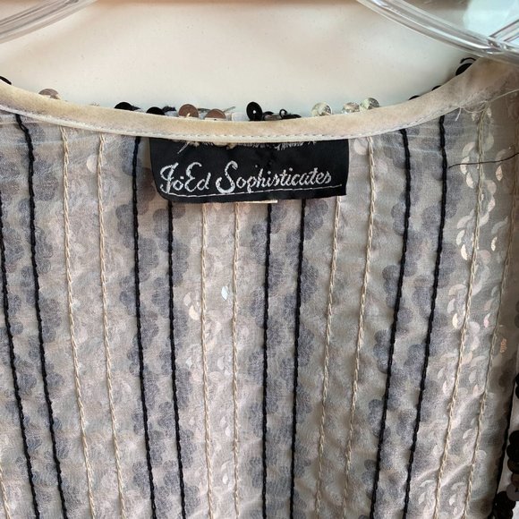 Vintage Black and White Sequin Sparkly Blazer - Picture 2 of 5